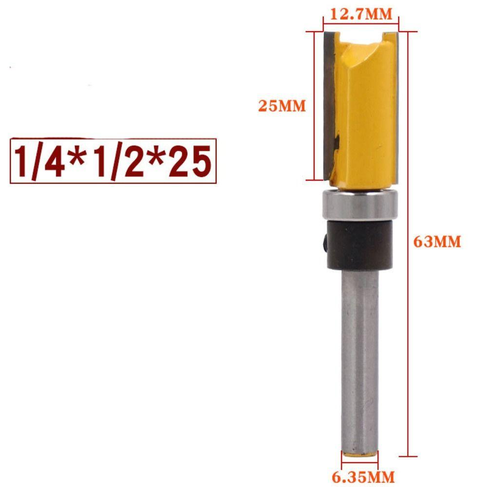 6.35mm Shank Flush Trim Router Bearing 1/2" Straight Router Bit Woodworking Dia 12.7Mm