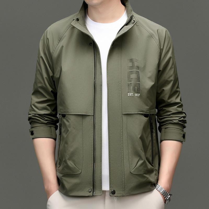 

2025 Весна и Осень Новая Высококачественная Куртка Мужская Воротник-стойка Корейский Повседневный Модный Тренд Молодежная Однотонная Мужская Куртка Утепленная Куртка 4XL - Recommended 180-100 kg зелёный