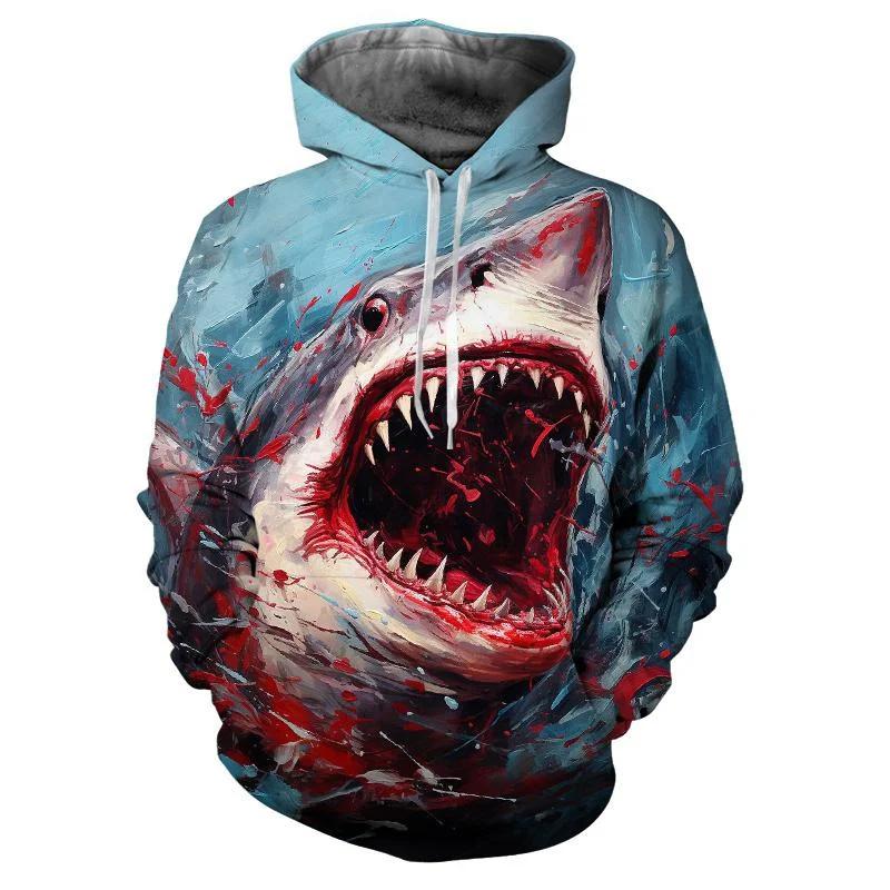 Sea Animal Shark 3D Printed Men Hoodies Oversized Sweatshirt Long Sleeve Pullovers Fashion Sweatshirts Kids Harajuku Hoodie