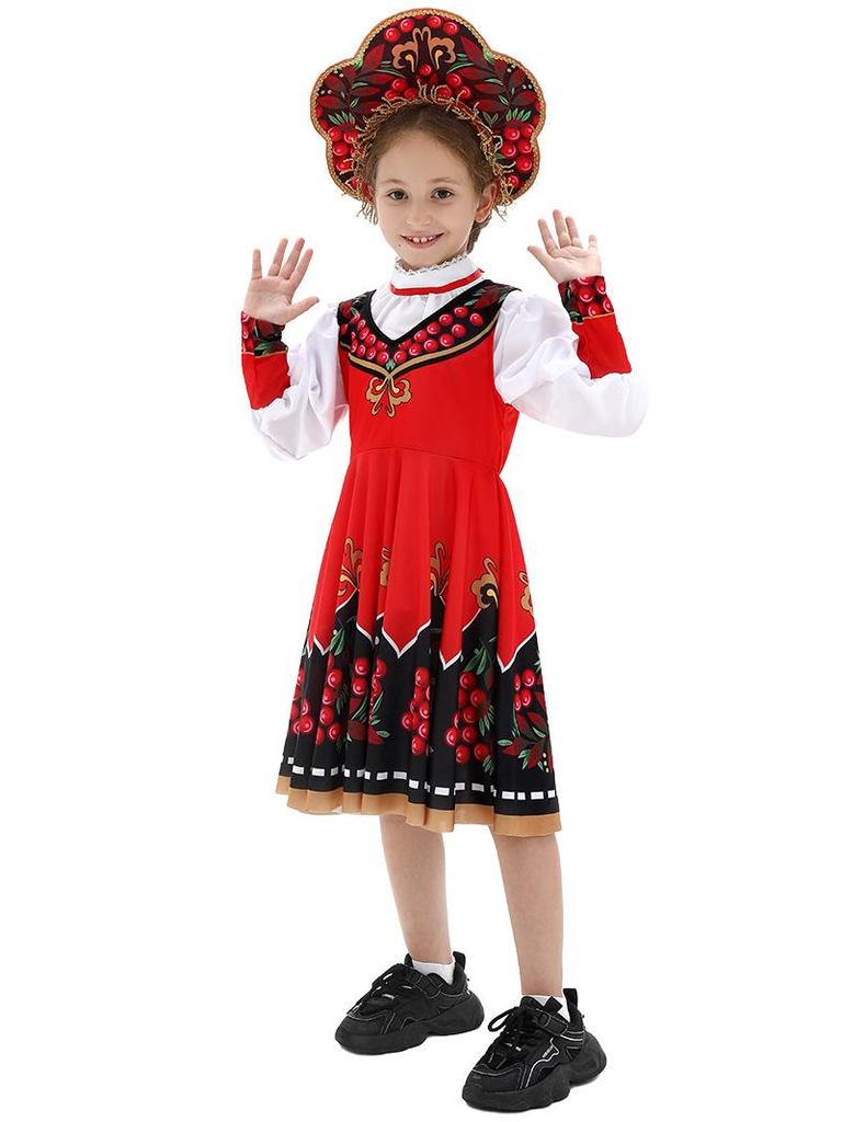 Russian Ethnic Children's Halloween Costume for Stage Performance