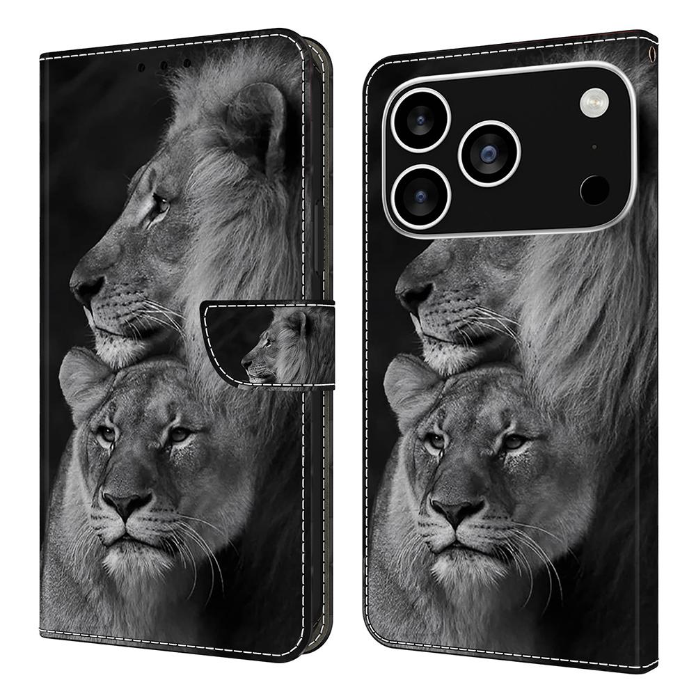 For iPhone 17 Pro Max Case Magnetic Clasp 3D Pattern Leather Wallet Phone Cover