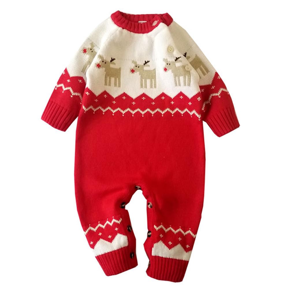 

Emfay Christmas Baby Newborn Infant Knit Sweater with and Santa Winter Clothes for Perfect for Baby and New Cards Romper, Deer, Reindeer, Clothes,