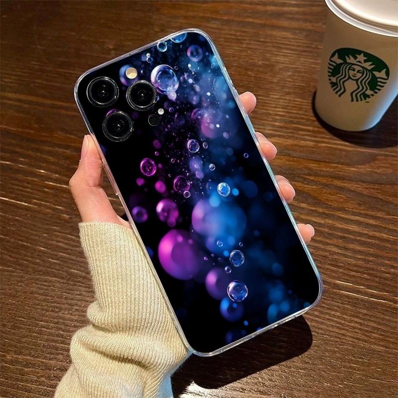 Neon Glowing Bubbles Phone Case For iPhone 17 Air 16E 16 15 14 11 Pro Max Plus 13 12 Mini 8 7 X Transparent Shockproof Cover