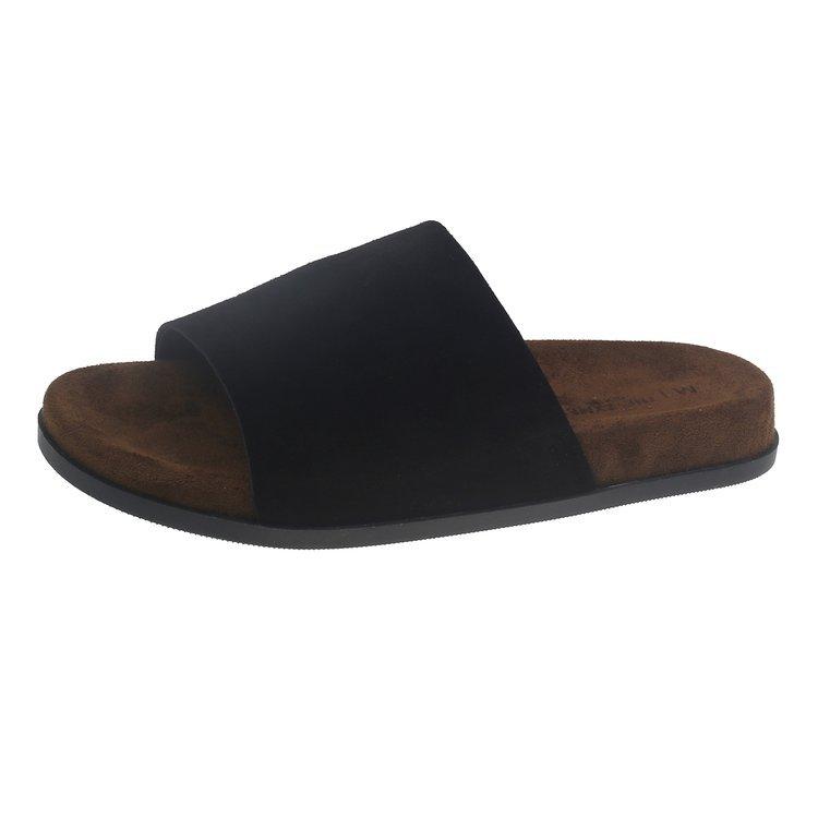 2025 summer new fashion Internet celebrity leather platform casual slippers women's low-heeled outer wear open-toed women's sandals
