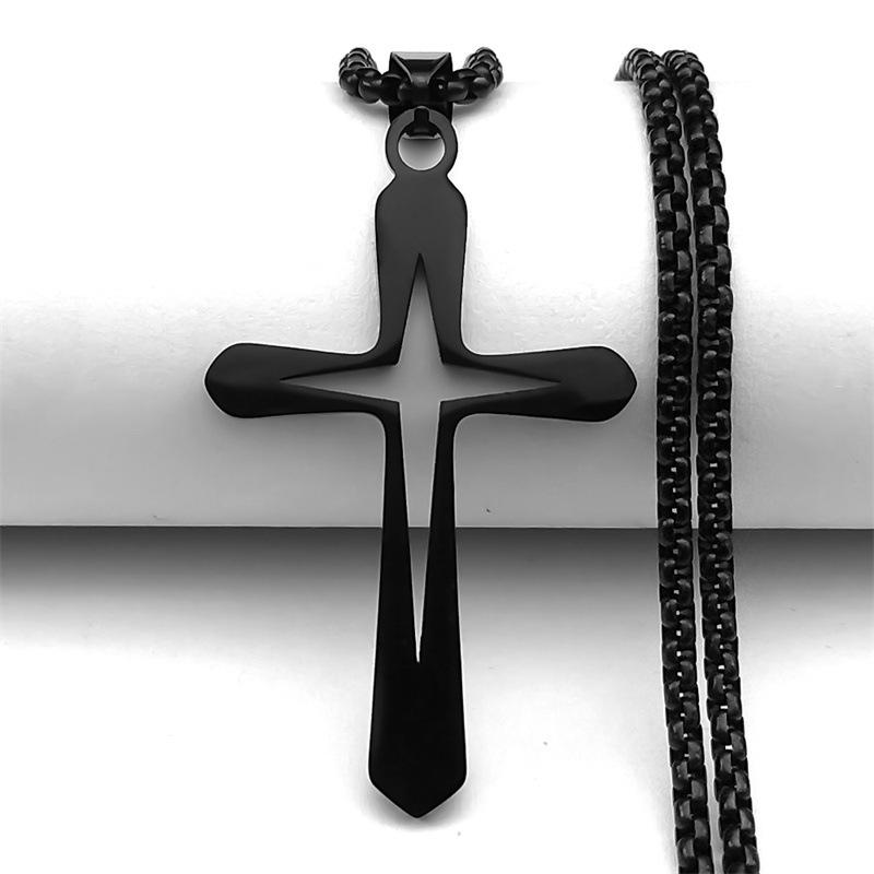 Hollow Starry Sky Cross Pendant Titanium Steel Minimalist Fashion Unisex Necklace Jewelry Accessory