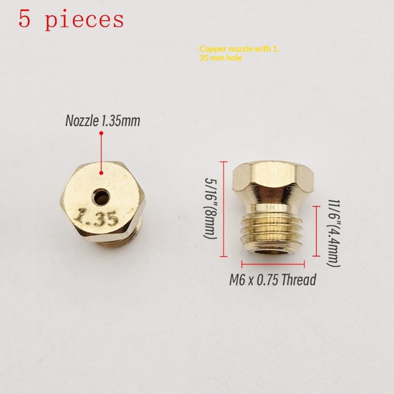 5PCS Brass Burner Gas Hob LPG- Conversion Kits Jets 50 65 70 87 95 Brass Nozzle For Gas Stove Brass Nozzle Propane Injector