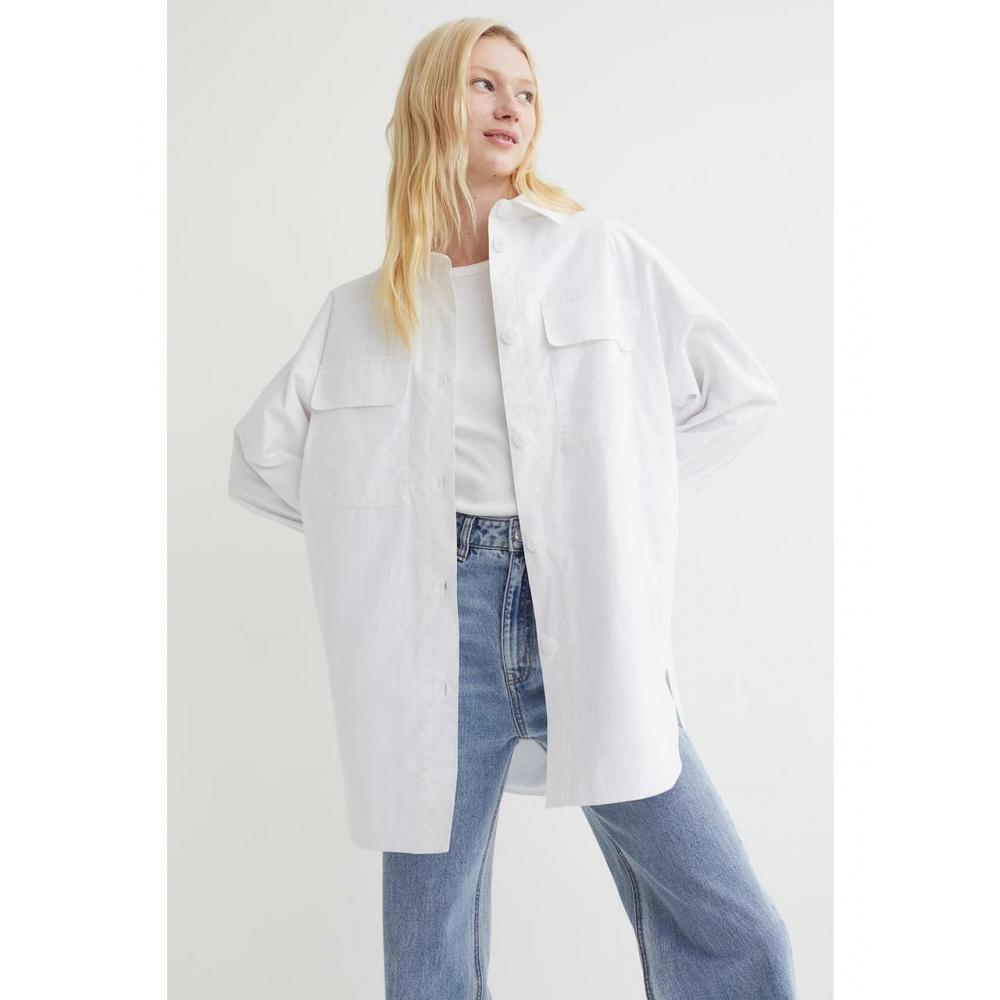 

H M padded shirt jacket white 1045786002