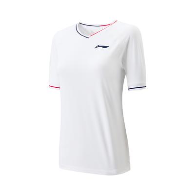 Li Ning Tennis Series Sports Casual Simple Pullover Short Sleeve T-Shirt Women Tops Standard-White AAYV138-1