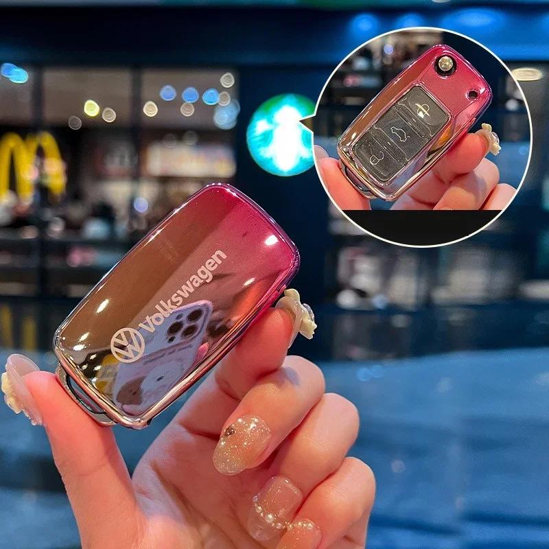 For VOLKSWAGEN TPU Car Key Case Cover Shell Cover For VW Volkswagen Polo Tiguan Passat B5 B6 B7 Golf 4 5 6 MK6 Jetta Lavida Keyc