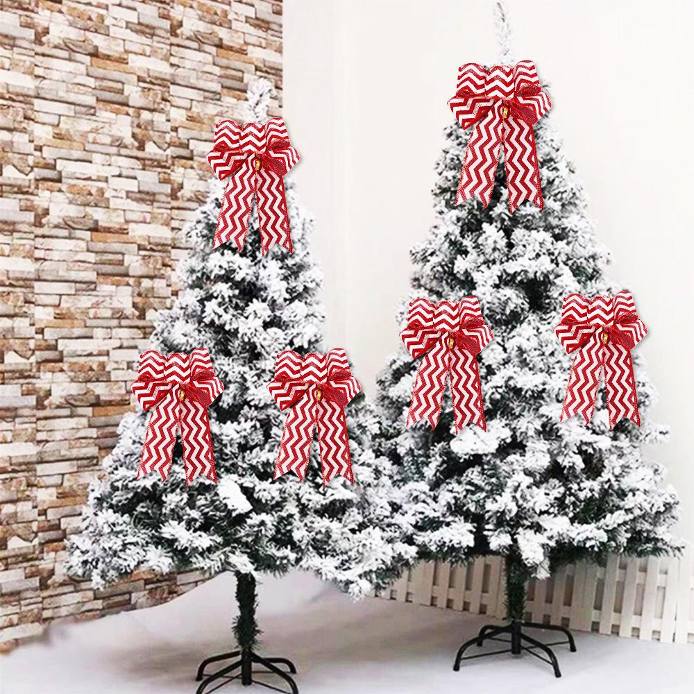 Christmas Decorations Red/Khaki Diy Bow Crafts Christmas Tree Decorations Flocking Cloth Bow Tie Charms For Christmas Atmosphere