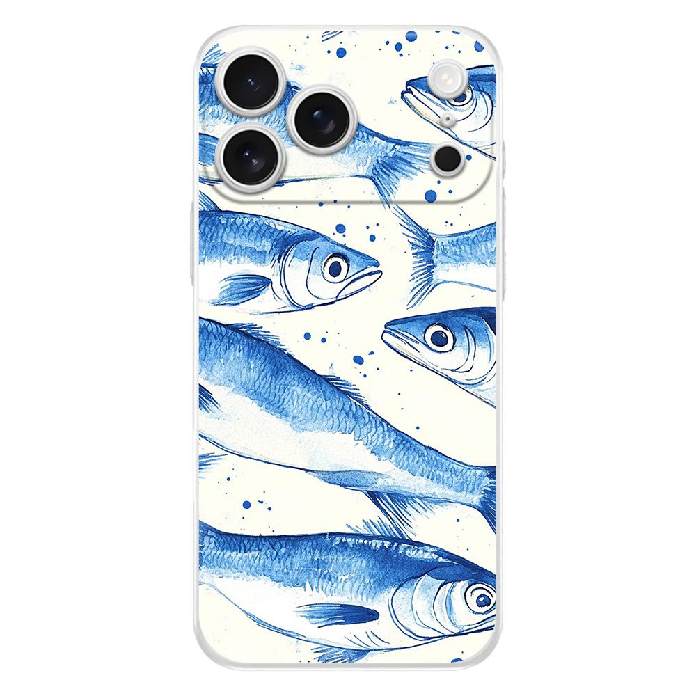 Soft Phone Case For iPhone 17 Air 16E 16 11 15 14 Pro MAX 12 13 7 8 Plus SE Easter Cover Protection Sardines aquatic product