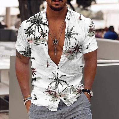 Summer Men's Short Sleeve Shirt Fashion Casual 3D Print Beach Holiday Loose Breathable Short Sleeve Men's Shirt