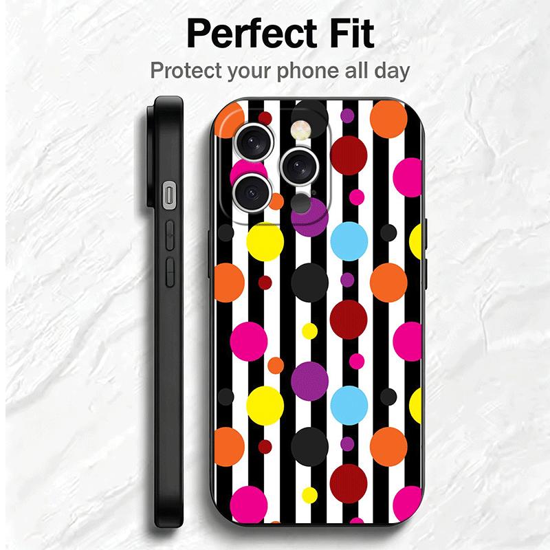 Polka Dots Art Fashion Desgin Soft Phone Case for iPhone 16 16E 17 Air 15 Pro Max 14 Plus 13 Mini 11 12 7 Black Cover Back Shell