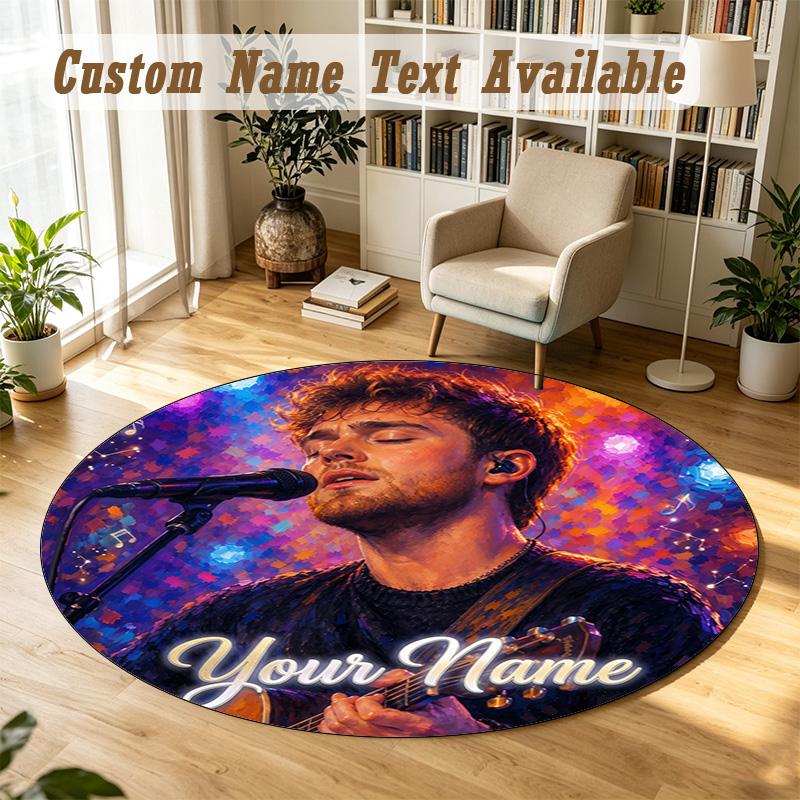 Round Rug Custom NameAlex Warren Pattern Non Slip Carpet Home Floor Decor
