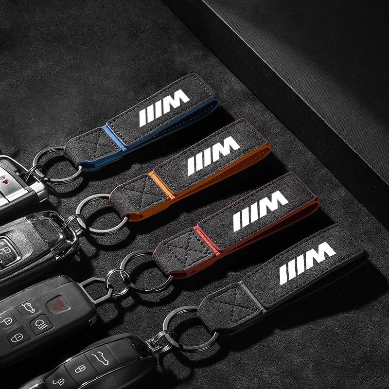 Suede Alloy Metal Leather Car Keychain Anti-lost Ring Pendant For BMW M Power Performance E46 e39 E90 E36 E60 E34 Accessories msjk68