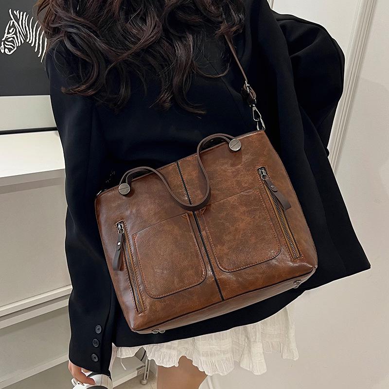 

Женская модная сумка-тоут и сумка через плечо большой вместимости светло-коричневого