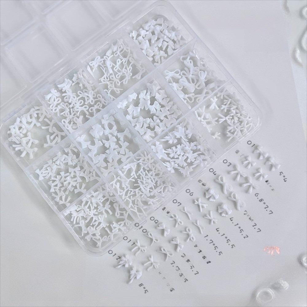 

Mixed Pack Bowknot Nail Decoration Colorful Nail Art Stickers New Manicure Decals Manicure Tool білий