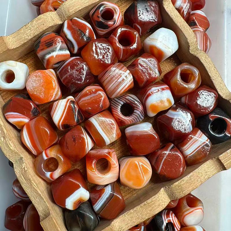 14×15mm Multi-Faceted Red Agate Beads with High Oil Patina for Jewelry Making