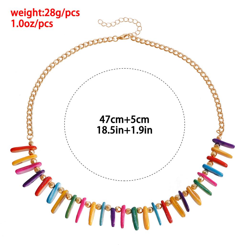 Shell Summer Beach Irregular Colored Shattered Shell Necklace Women'S Handmade Beaded Collarbone Chain