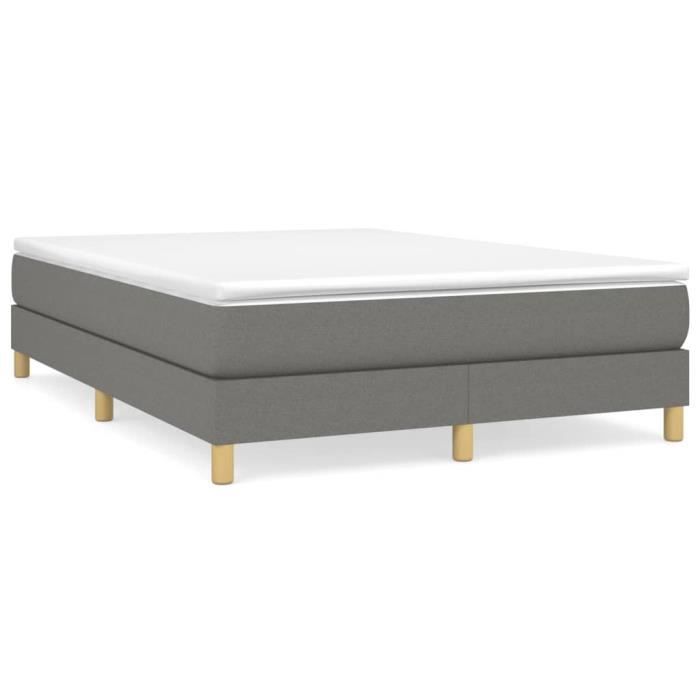 3144176 vidaXL Lit à sommier tapissier avec matelas Gris foncé 140x200cm Tissu
