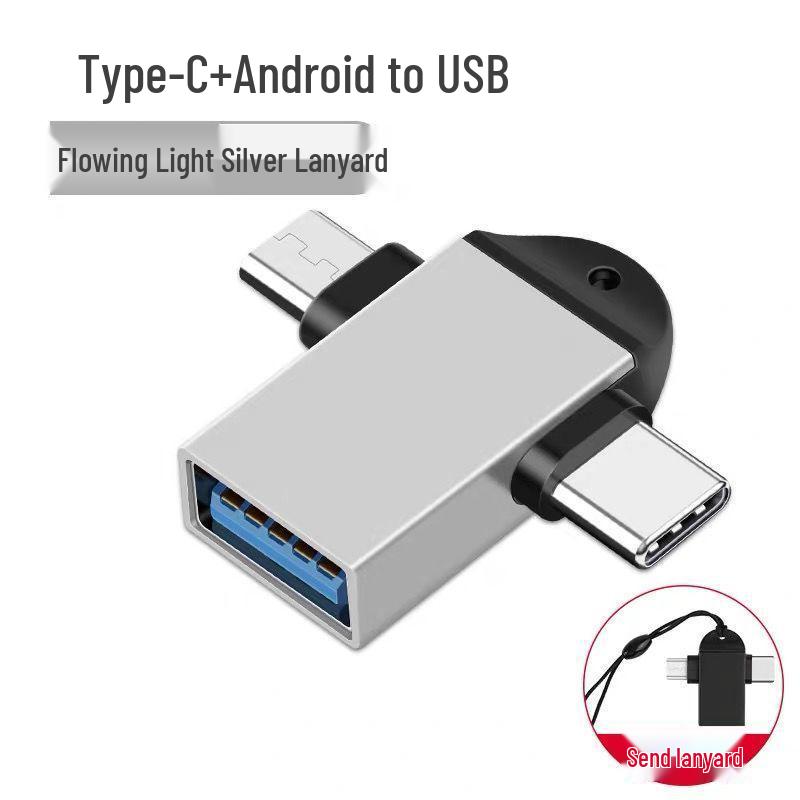 Android 3.0 Two-in-One OTG Adapter: Type-C To USB Multi-function Converter with Lanyard.