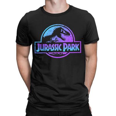 Jurassic Park Blue & Purple Fossil Logo T Shirts Men's Cotton Funny T-Shirts Crewneck Tees Short Sleeve Clothes Graphic Printed