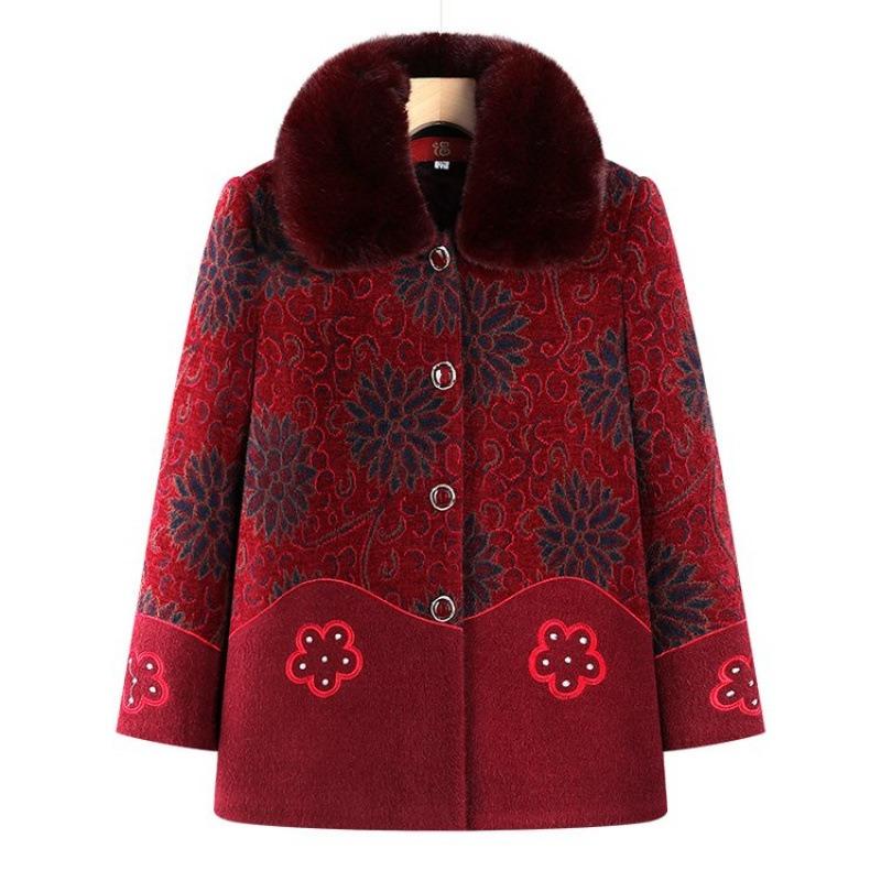Grandma winter velvet thickened coat old woman mother winter padded coat mother-in-law old lady padded jacket