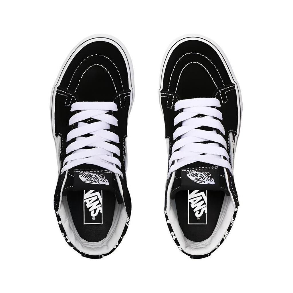 Vans SK8 Canvas Abrasion Resistant High Top Skateboard Shoes Black With White Print Children Aged 3 7 Years Old VN0A4BUWTEZ