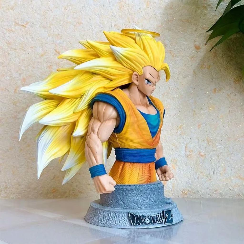 Dragon Ball Anime Infinite Super 3 Goku Bust PVC Action Figures Model Yellow Hair Goku Toys Collect Desktop Decoration Gift