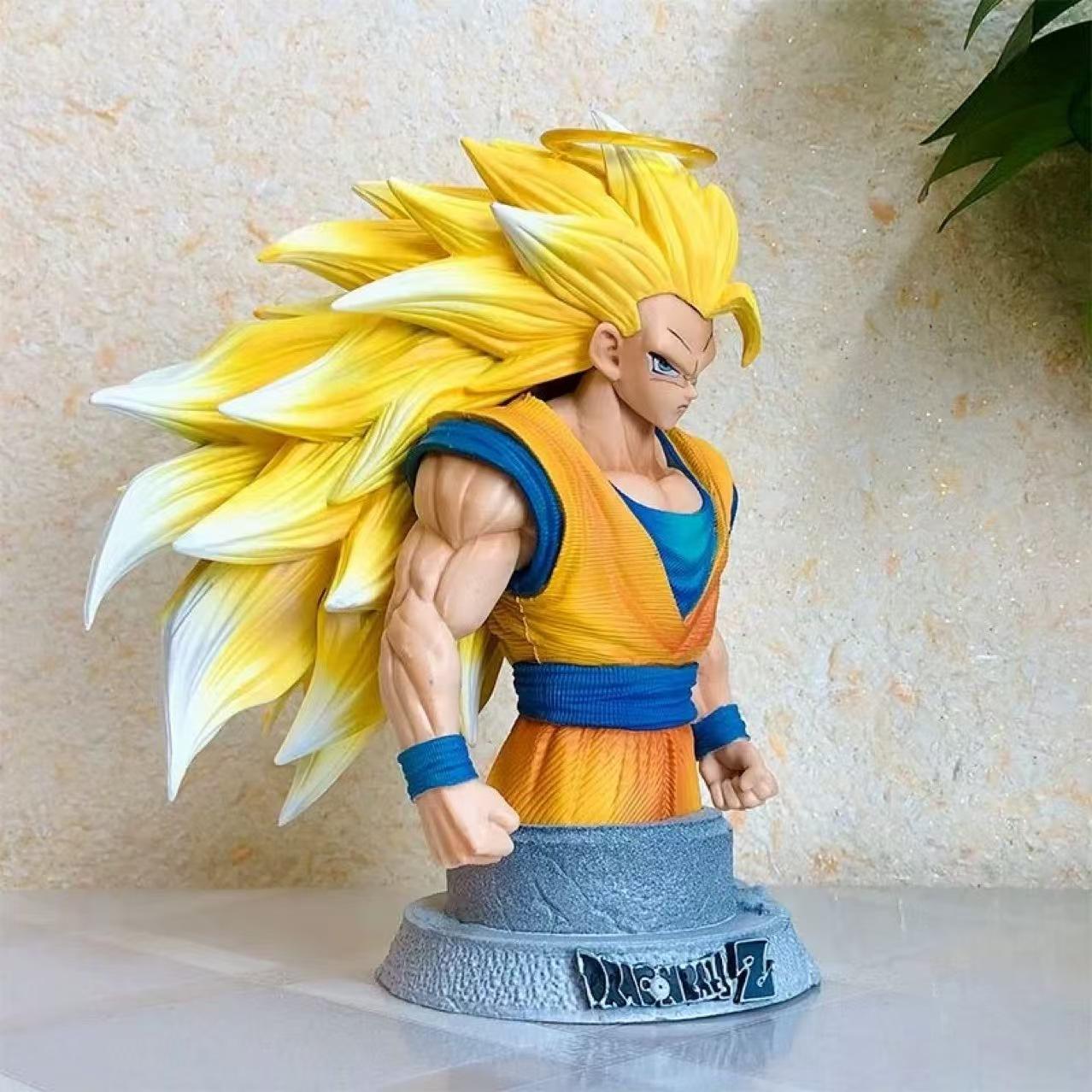 

Dragon Ball Anime Infinite Super 3 Goku Bust PVC Action Figures Model Yellow Hair Goku Toys Collect Desktop Decoration Gift