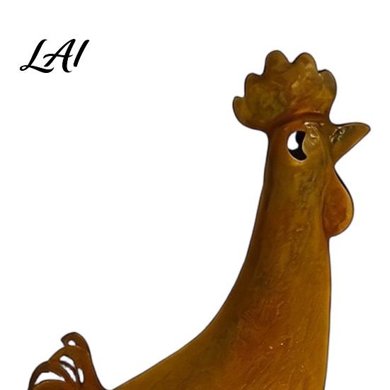 Backyard Entrance Metal Craft Rooster Statue Rustic Distressed Iron Figurine Farmhouse Stable Base Garden Sculpture Tabletop Outdoor Decor for Lawn