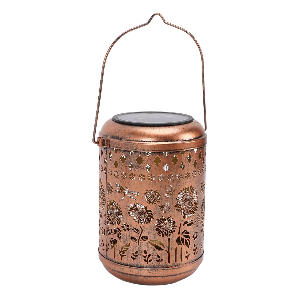 Solar Lantern Retro IP65 Water Proof LED Metal Hanging Solar Light for Outdoor Garden Decor Sunflower