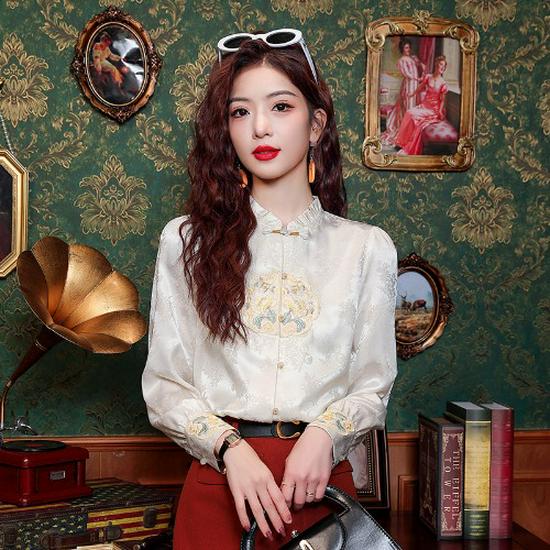 

Женская весенняя ретро-вышитая рубашка-чонсам в китайском стиле 2XL абрикосовый