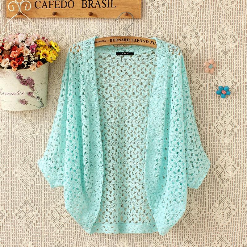 

Солнцезащитный кардиган из полого кружева со свободными бретелями, куртка с кондиционером, тонкая женская одежда на весну и осень one size зелёный