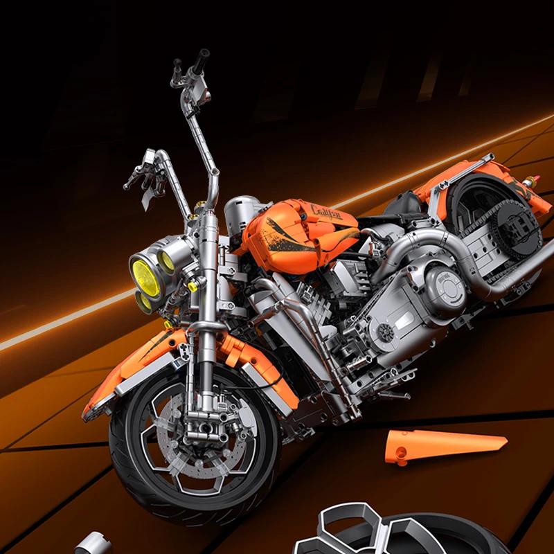1:5 Classic Famous Motorcycle Building Blocks Kit Engineering Model Cruiser Bike Creative Toy Motor Bike Gift Kid Adult 2392Pcs