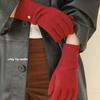 Woolen Gloves Korean Couple Style  Single Color Cold Proof and Warm Touch Screen Fingerless Gloves  Versatile Ribbed Knitted
