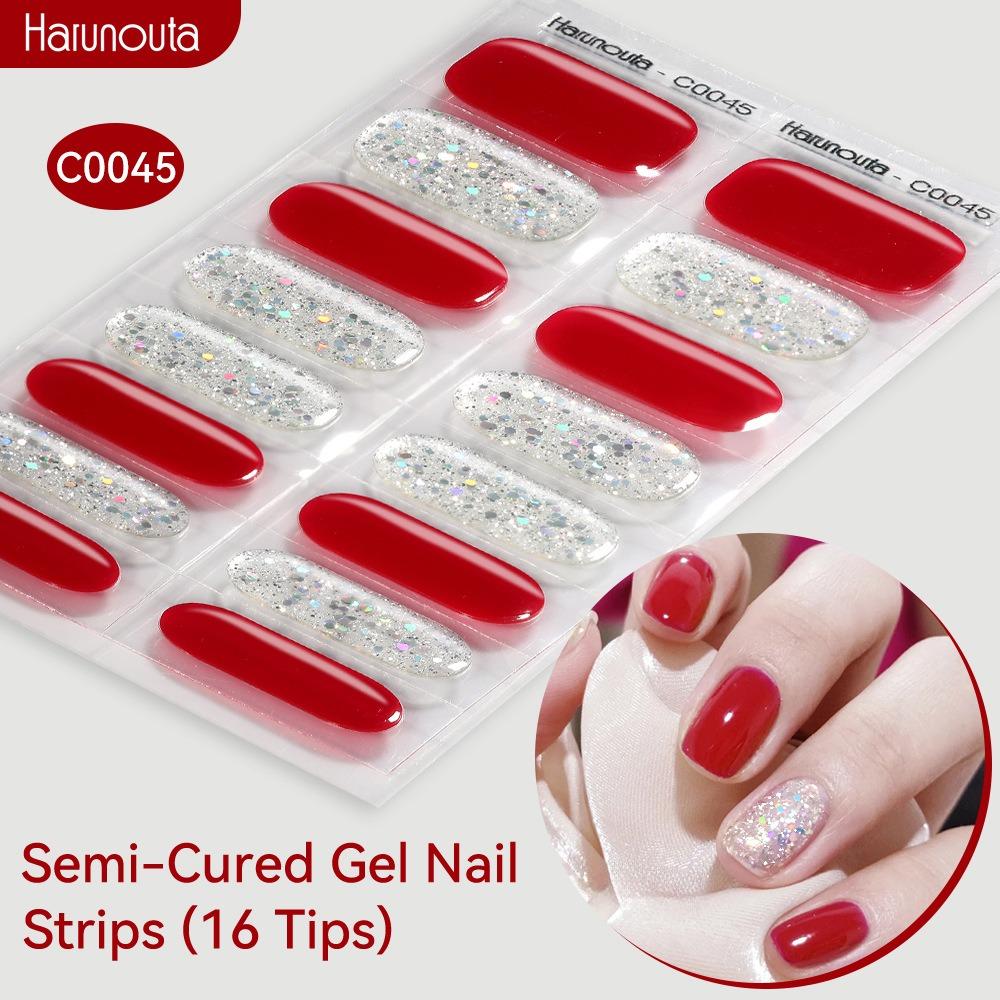 

Gradient Auroras Gel Nail Polish Strips Semi Cured Nail Patch DIY Nail Art Making 45