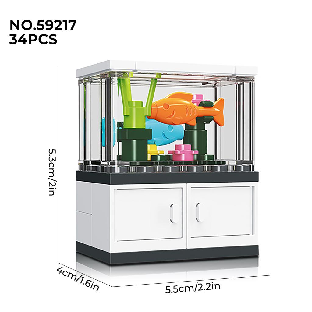 Micro Fish Tank Series Building Blocks Toy Desktop Model Creative Home Decoration Gift For Children