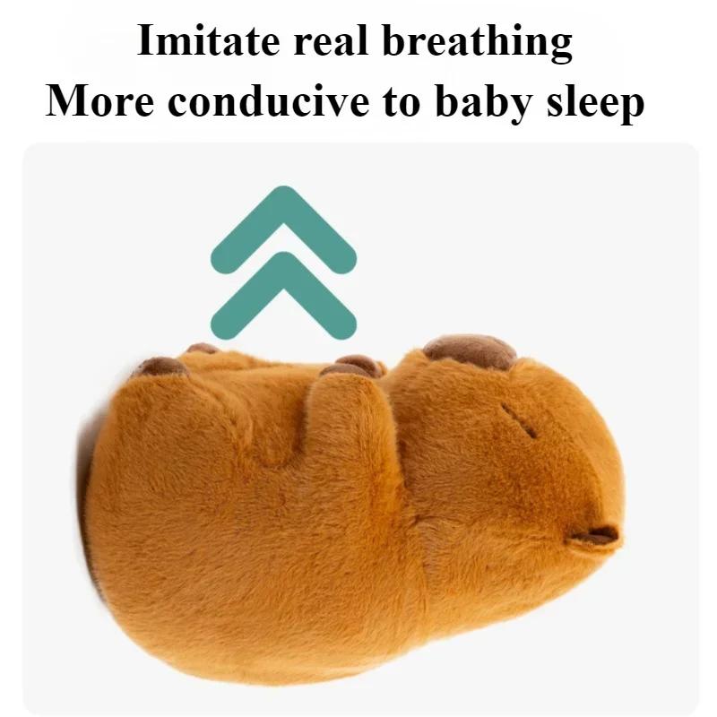 Capybara Plush Soothing Stuffed Animal for Anxiety Adults Kids Sleeping Capybara Plushies with Realistic Breathing Motion Lights