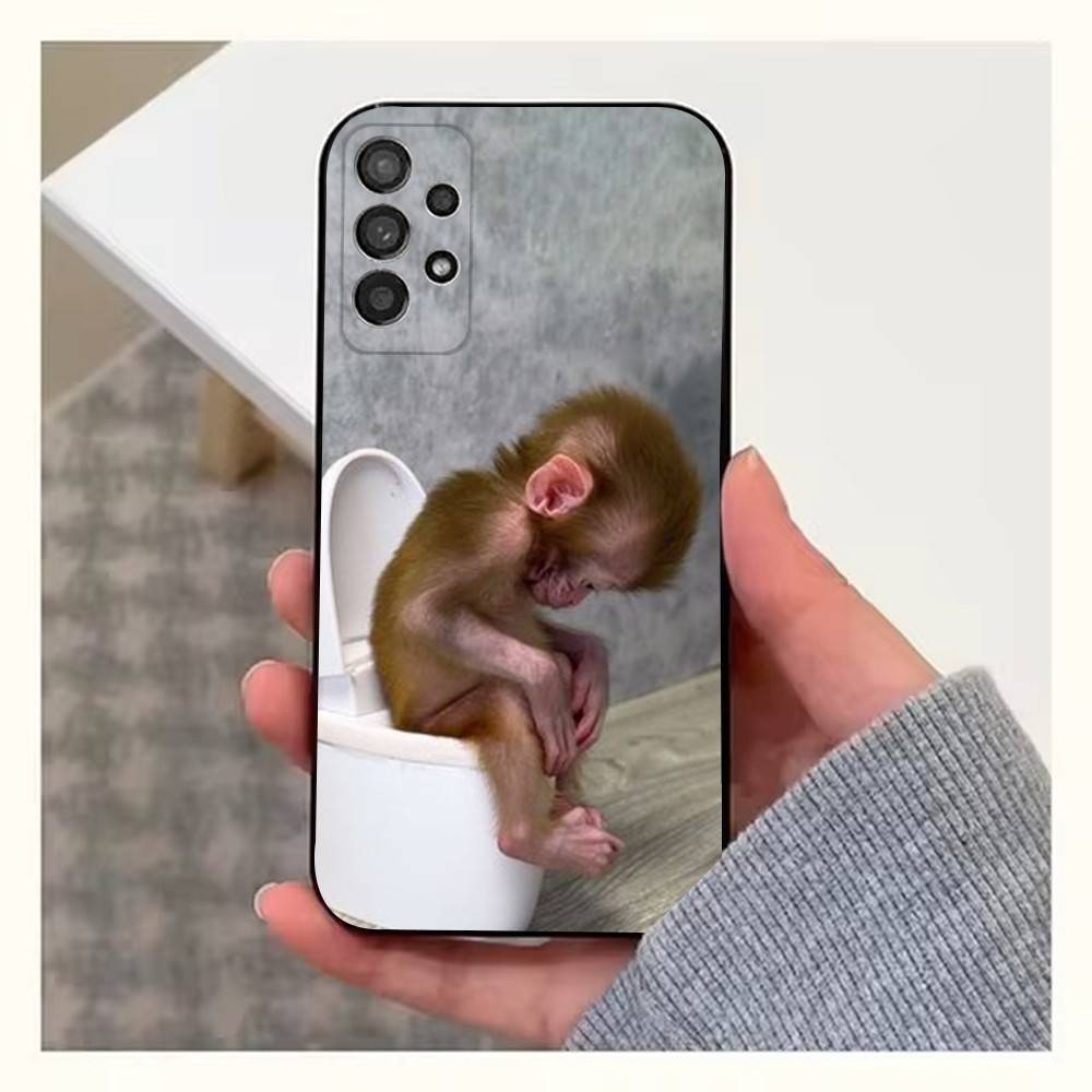 Cute Funny Monkey Phone For Samsung S22,Ultra,S25,S24,S23,FE,Plus,S21,S20,Lite,S10,S9,Soft Silicone Black