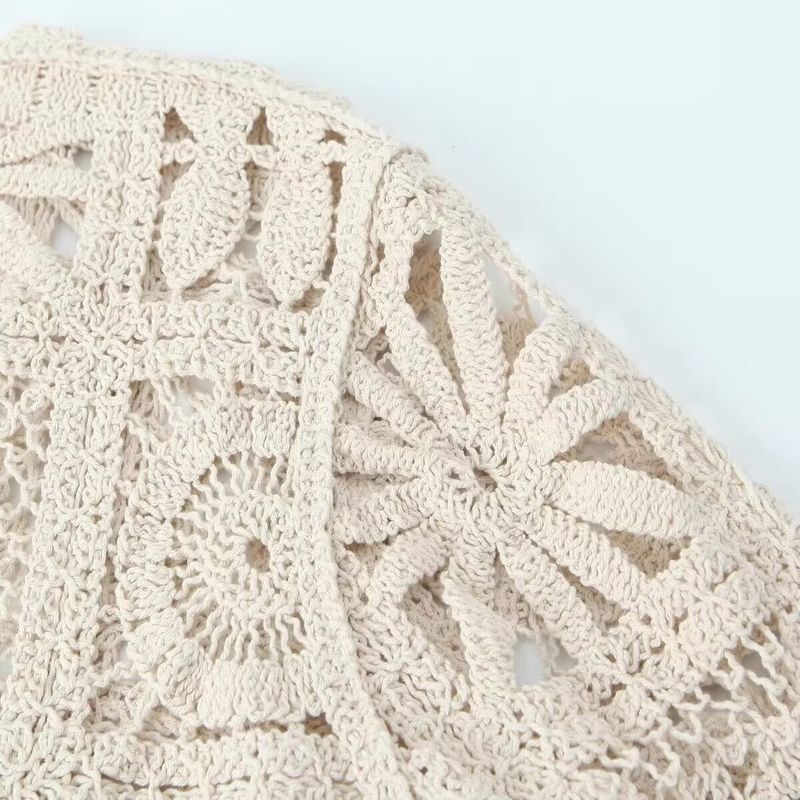 Kaslead New Women clothes Western Style Mori look Idle Style Three-Dimensional Hollow Crochet Knitting Suit