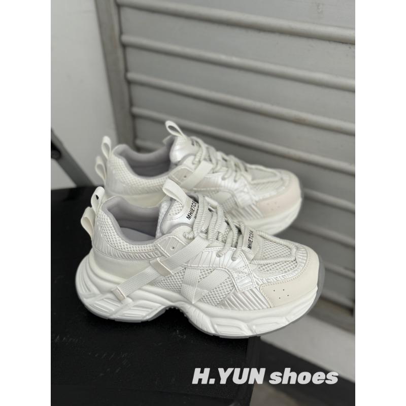 Leather Dad Shoes Women's Spring New Mesh Breathable and Versatile Comfortable Thick-soled Ultra-light-soled Sports and Leisure Shoes