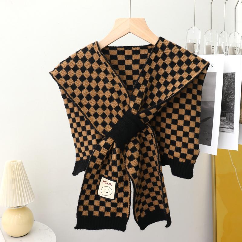 Koreański Sweter z Czystego Koloru Ciepły Szal Zimowy Damski Bluzka Ramiona Fałszywy Kołnierz Peleryna Wiązany Szalik Ochraniacz Na Szyję Szalik Dla Kobiet