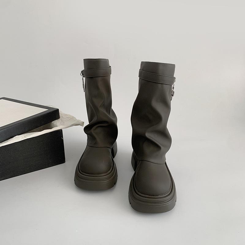 

Fashion trend retro all-in-one thick heel platform boots women s new summer heightening explosive slimming ankle boots C648 40 серый