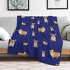 Corgi Dog Pattern Blue Background Throw Blanket Versatile Cozy Throw Blanket for All Occasions