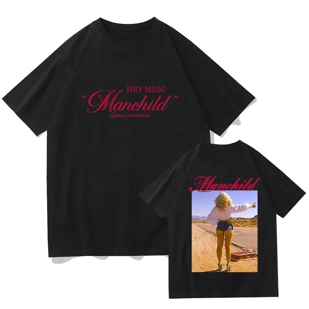 Sabrina Carpenter Manchild Print T-Shirt 2026 Mode Sänger Grafik T-Shirts Kurzarm Unisex Streetwear Sommer Damen Herren
