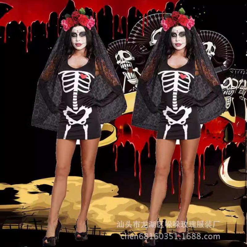 Skull costume, grimace zombie costume, vampire bride Halloween cosplay costume, sex uniform Halloween costume