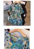 Artistic Retro Plus-Size Short-Sleeve Mid-Length Dress