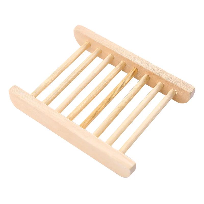 4pcs Natural Wooden Bamboo Soap Dish Tray Rack Plate Box Holder Soap Storage Organizer Bathroom Drain Shelves