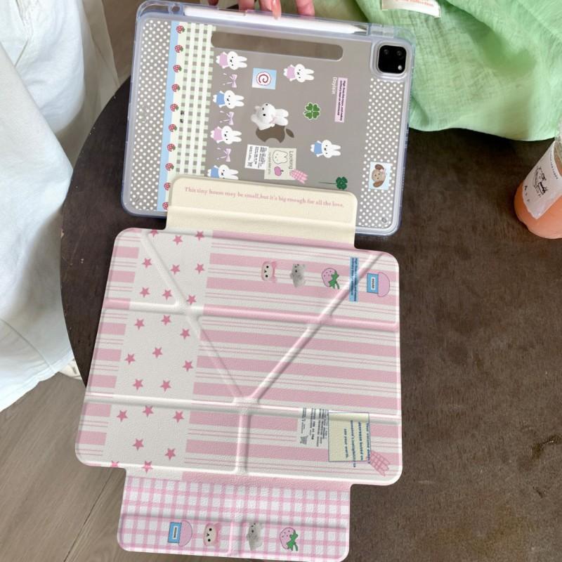 Miffy Rabbit Striped Case IPad Pro Mini 7 Air 10th Gen With Stand Sleep Wake Support